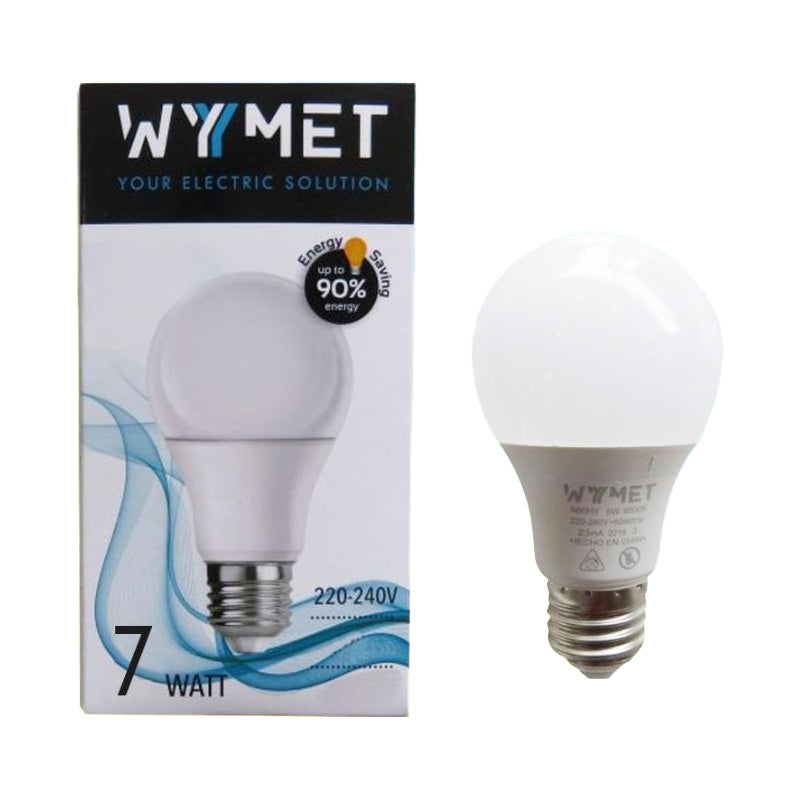 Ampolleta LED 7W 3000K luz calida A60 Wyymet (pack 8 unidades)