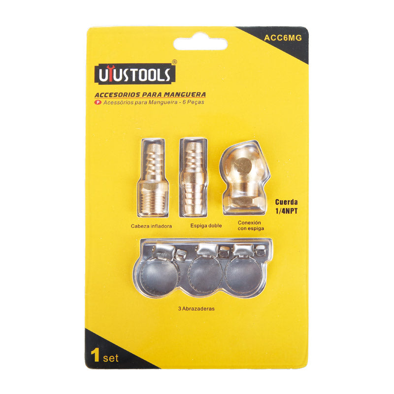 Set 6 pcs accesorios manguera compresor UYU (pack 6 sets)
