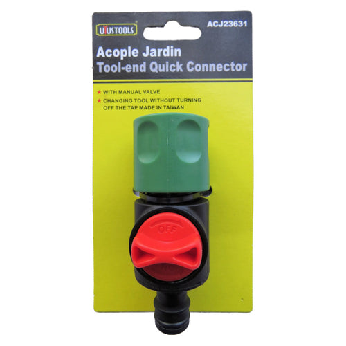 Acople manguera jardin 1/2" c/ valvula manual Uyustools (pack 10 unidades)