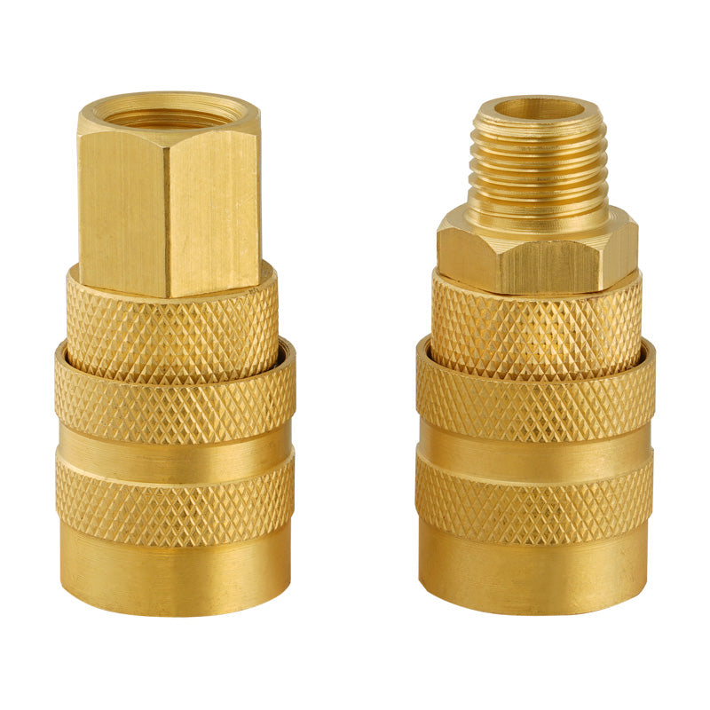 Set 2 pcs acople rapido 1/4'' npt bronce Uyustools (pack 2 sets)