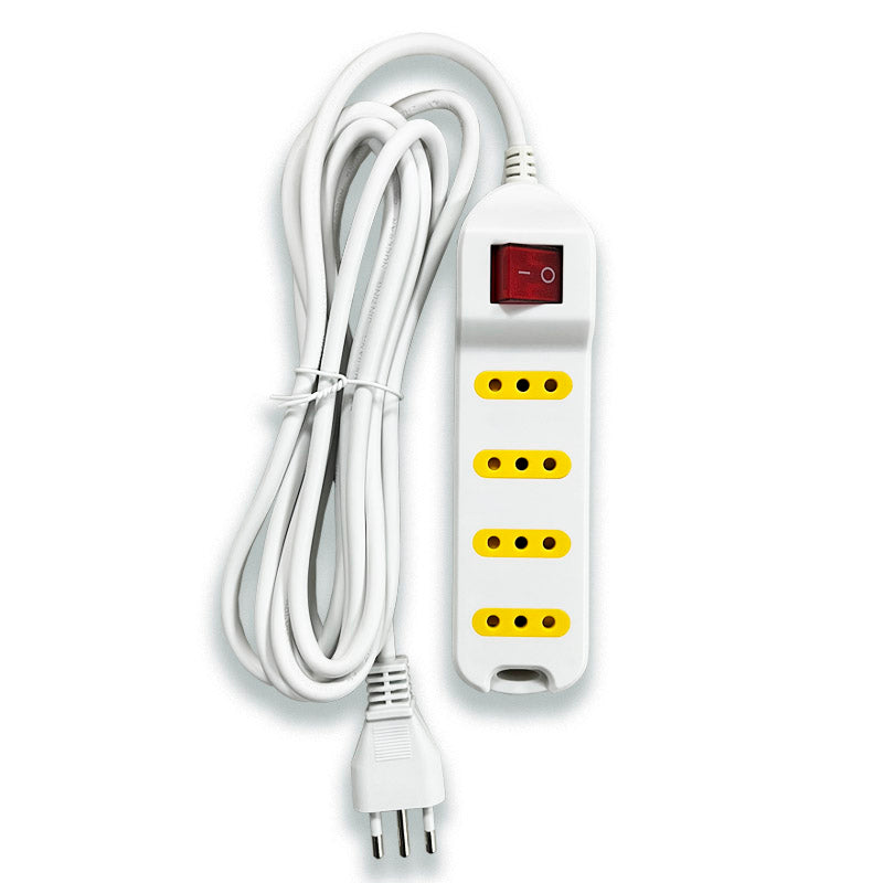 Alargador c/interruptor 4 pos 3 mts blanco UYU (pack 5 unidades)