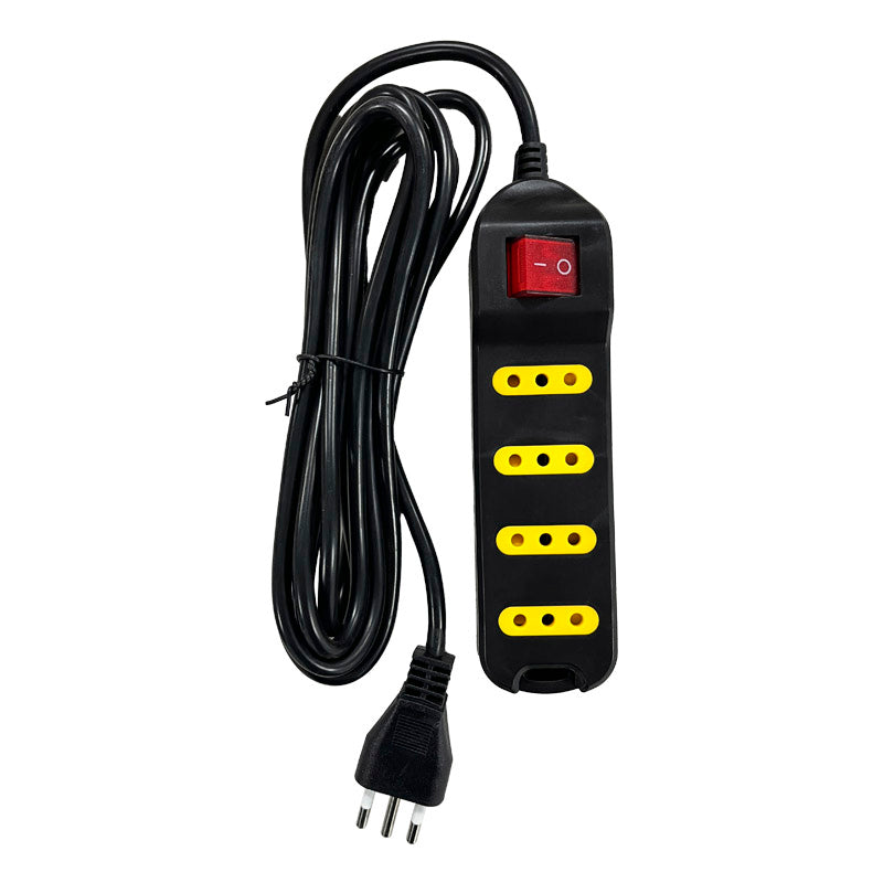 Alargador c/interruptor 4 pos 3 mts negro UYU (pack 5 unidades)