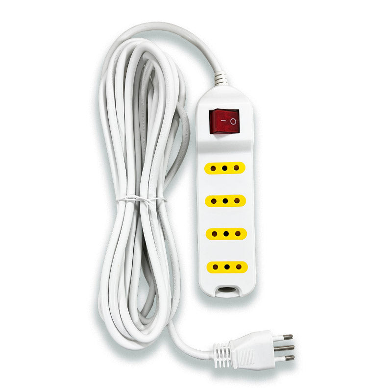 Alargador c/interruptor 4 pos 5 mts blanco UYU (pack 5 unidades)