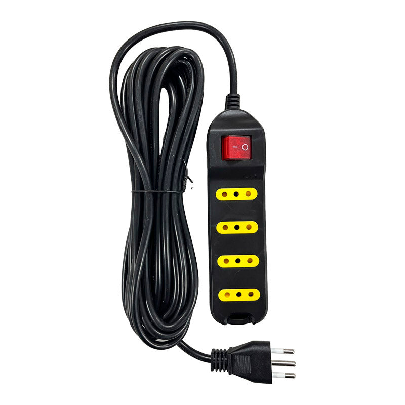Alargador c/interruptor 4 pos 5 mts negro UYU (pack 5 unidades)