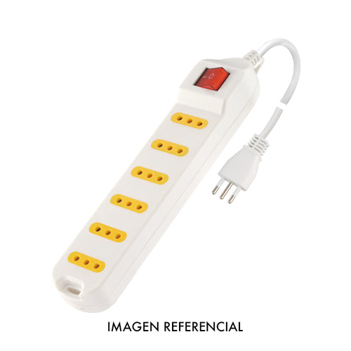 Alargador c/interruptor 6 pos 5M blanco UYU (pack 5 unidades)