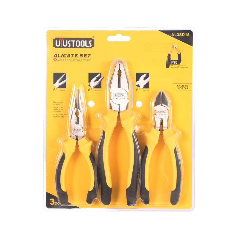 Juego alicates 3 pcs (univ-corte-punta) Uyustools