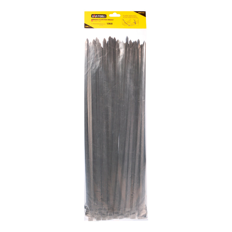 Amarra plastica 7.5X400MM negra 100UN/SET UYU (pack 2 sets)