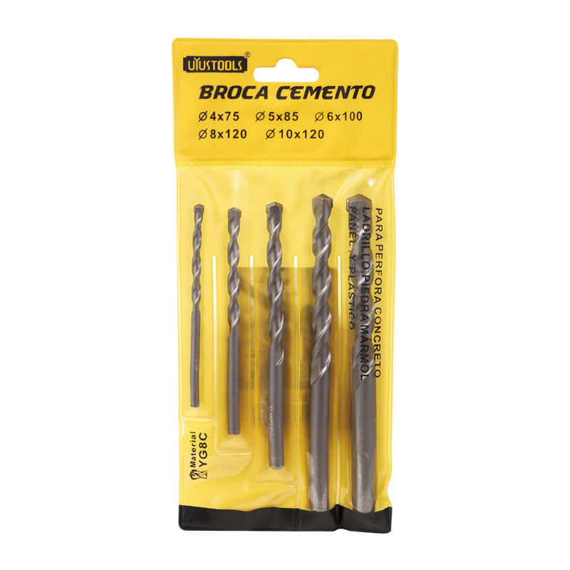 Set 5 un broca concreto (4-5-6-8-10mm) bag Uyustools (pack 5 sets)