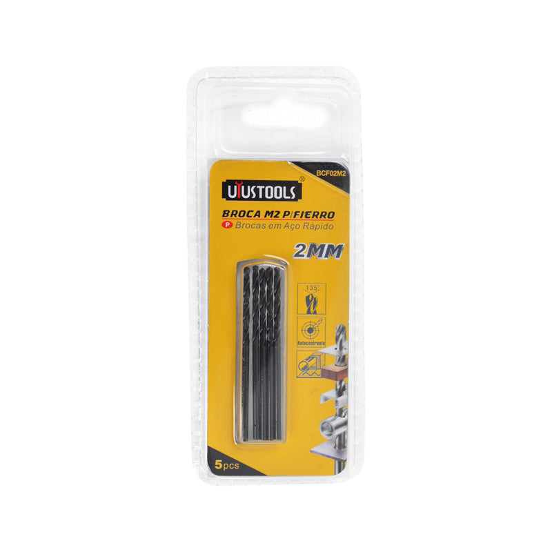 Set 5 un broca metal hss 2mm M2 Uyustools (pack 5 sets)