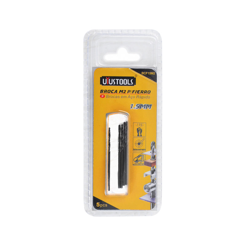 Set 5 un broca metal hss 1.5mm M2 Uyustools (pack 50 sets)