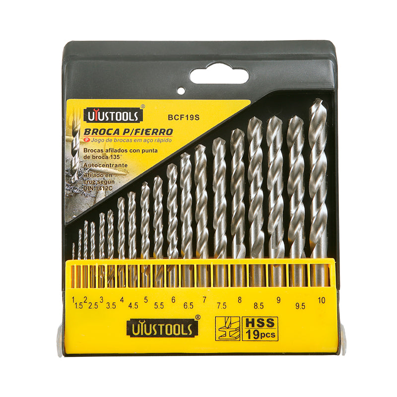 Set 19 un broca metal hss mm (1-10) Uyustools (pack 5 sets)