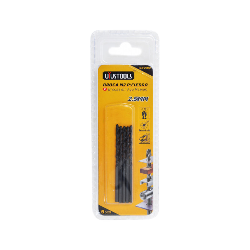 Set 5 un broca metal hss 2,5mm M2 Uyustools (pack 10 sets)