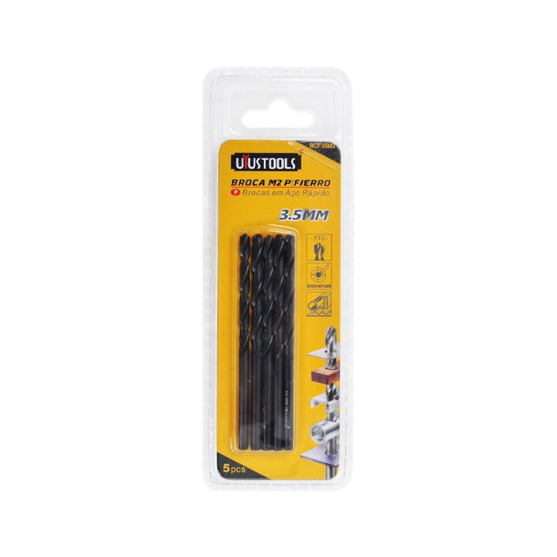 Set 5 un broca metal hss 3,5mm M2 Uyustools (pack 6 sets)