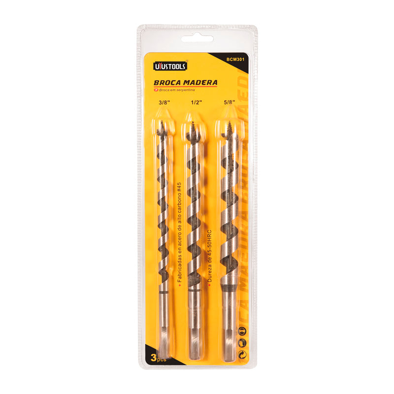 Set 3 un broca madera barreno (auger bits) (pack 5 sets)