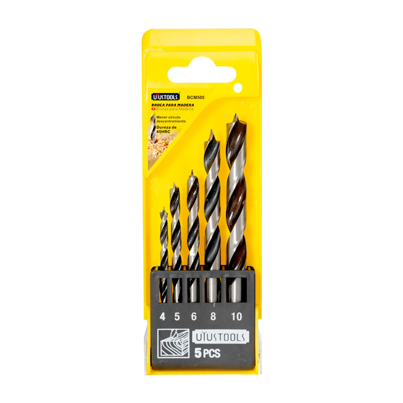 Set 5 un broca madera (4-5-6-8-10mm) Uyustools (pack 6 sets)