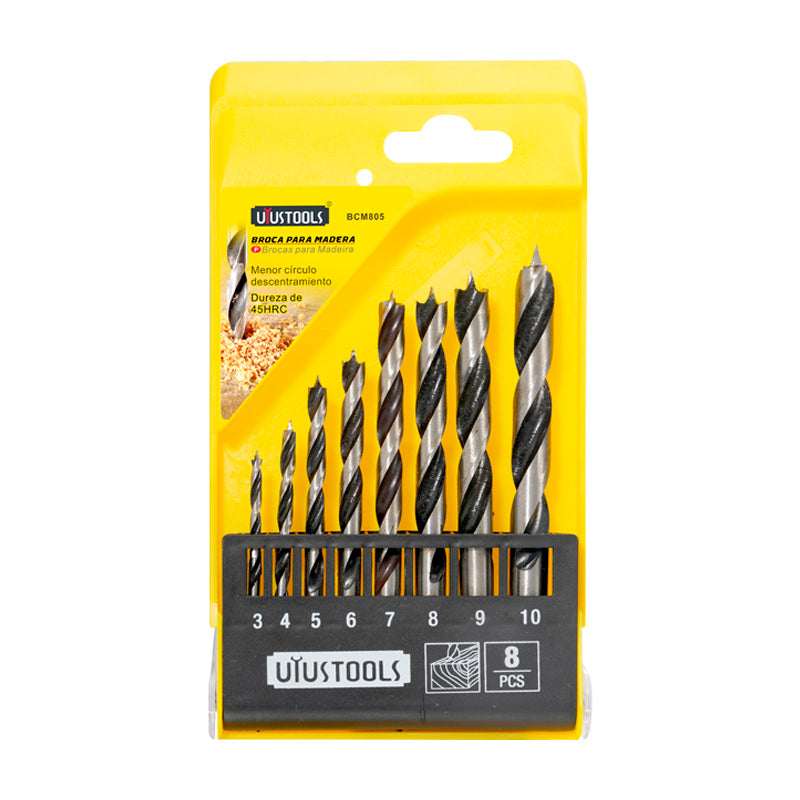 Set 8 un broca madera (3-4-5-6-7-8-9-10mm) Uyustools (pack 8 sets)