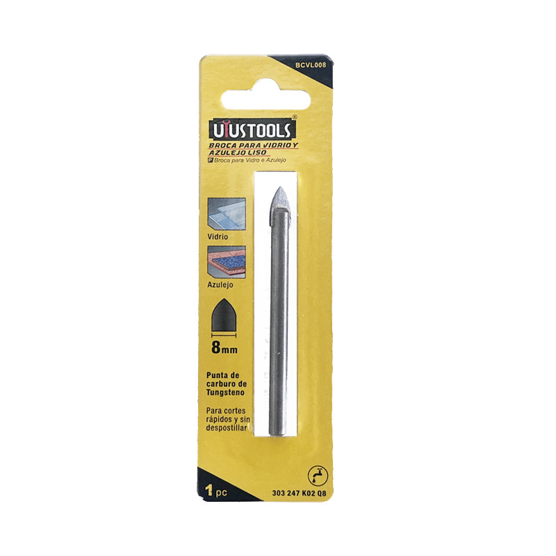 Broca para vidrio y azulejo liso 8MM UYU (pack 5 unidades)