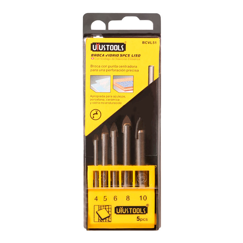 Set 5 un broca ceramica/vidrio (4-10MM) liso Uyustools (pack 2 sets)