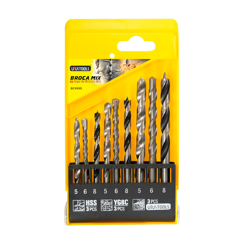 Jgo 9 un broca mm (met-mad-conc) Uyustools (pack 8 sets)