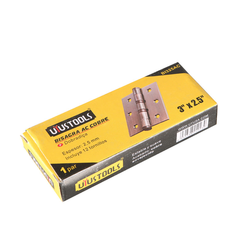 Bisagra 3"X2.5"X2.5MM cobre (pack 3 pares)