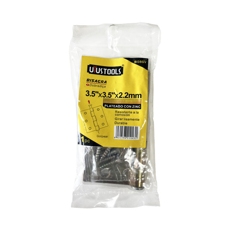 Bisagra 3.5"X3.5"X2.2MM galvanizada (pack 24 unidades)