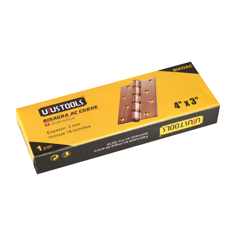 Bisagra 4"X3"X3MM cobre (pack 2 pares)
