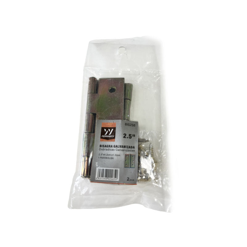 Bisagra galvanizada 2.5X1.8" 2PCS (pack 12 pares)