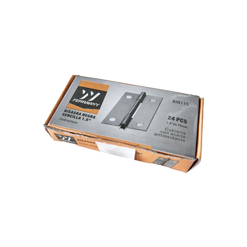 Bisagra negra sencilla 1.5" (pack 4 unidades)