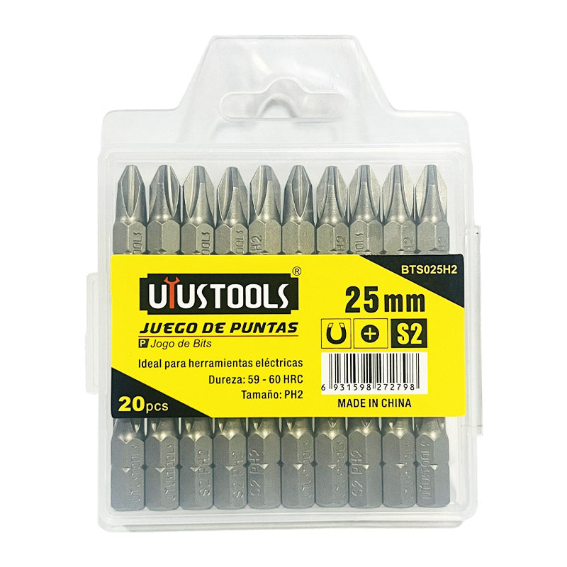 Bits S2 25MMxPH2 set 20PCS Uyustools (pack 5 sets)