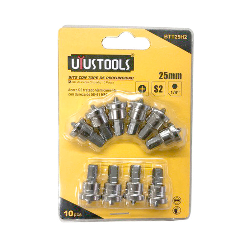 Jgo puntas c/ tope de profundidad 25MMXPH2 10UN/SET UYU (pack 10 sets)