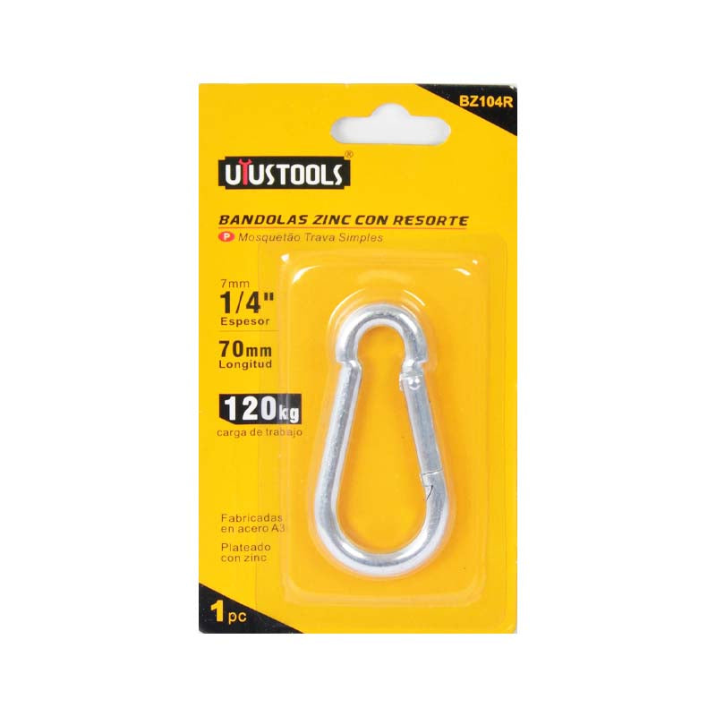 Mosqueton zinc con resorte 1/4" Uyustools (pack 12 unidades)