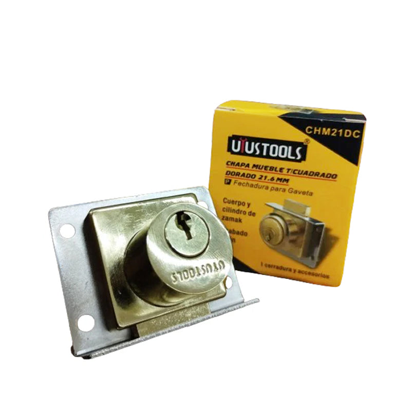 Chapa mueble dorado t/cuadrado 21.6mm (CM-24C) Uyustools (pack 12 unidades)