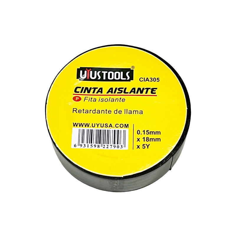 Huincha aisladora negra 18MM x 4,5M Uyustools (pack 30 unidades)