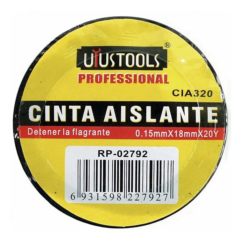 Huincha aisladora negra 18MM x 18M Uyustools (pack 20 unidades)