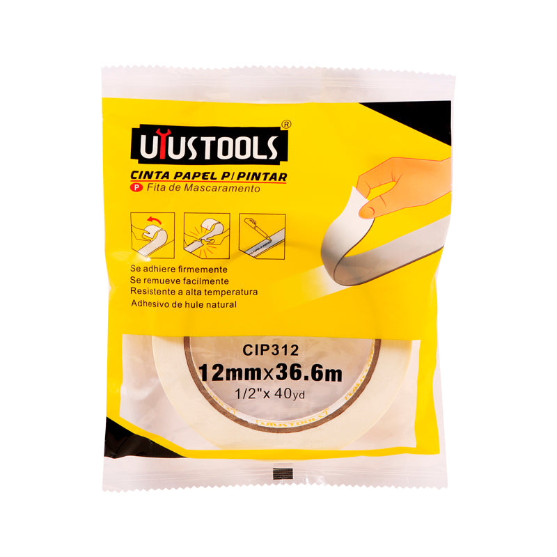 Cinta enmascarar 12MM×36M Uyustools (pack 12 unidades)