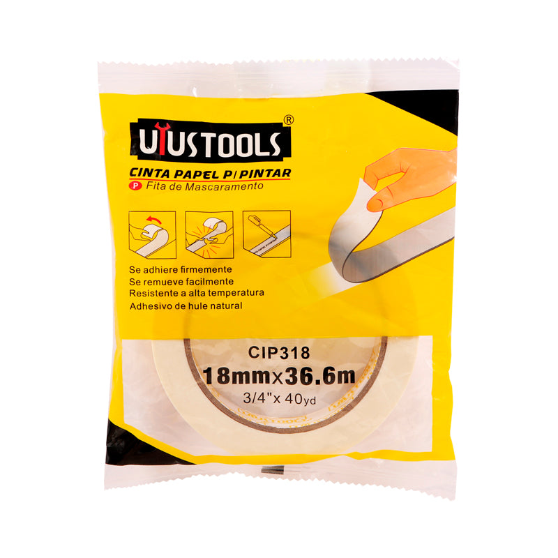 Cinta enmascarar 18MM×36M Uyustools (pack 6 unidades)