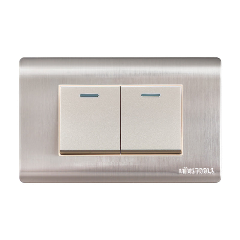 Interruptor doble 16A emp inox curva UYU (pack 5 unidades)