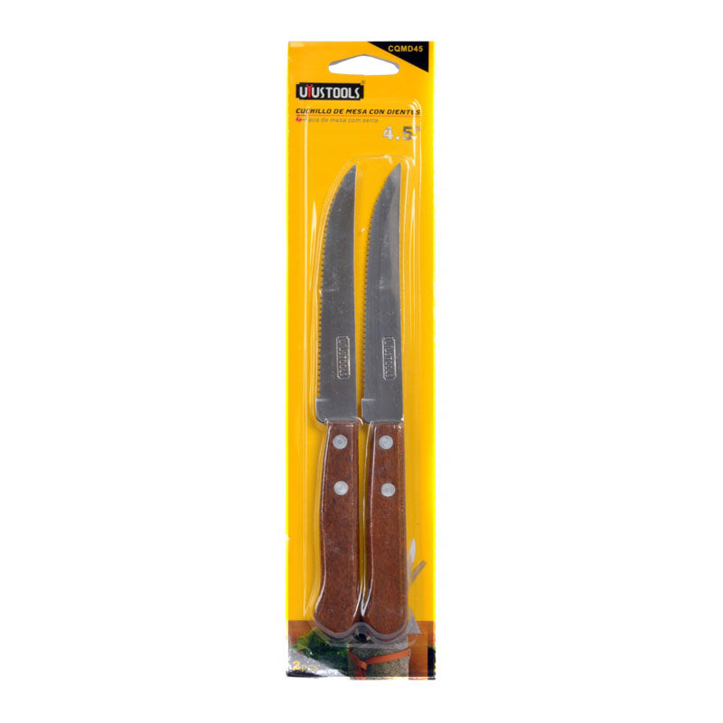 Set 2 cuchillos de mesa con dientes 4.5" UYU (pack 3 sets)