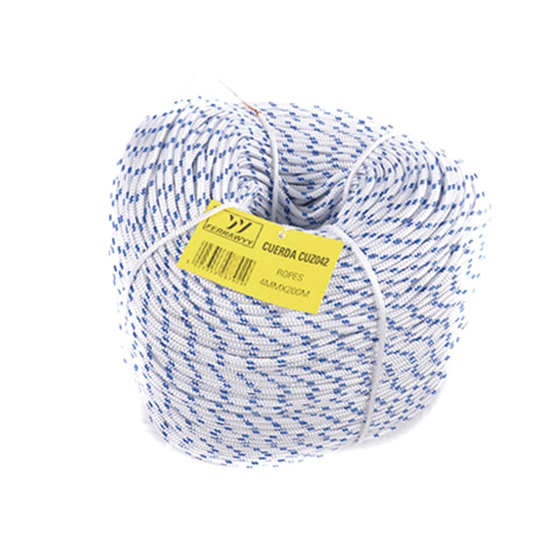 Cuerda trenzada 16 hilos blanco/azul 4MM X200M