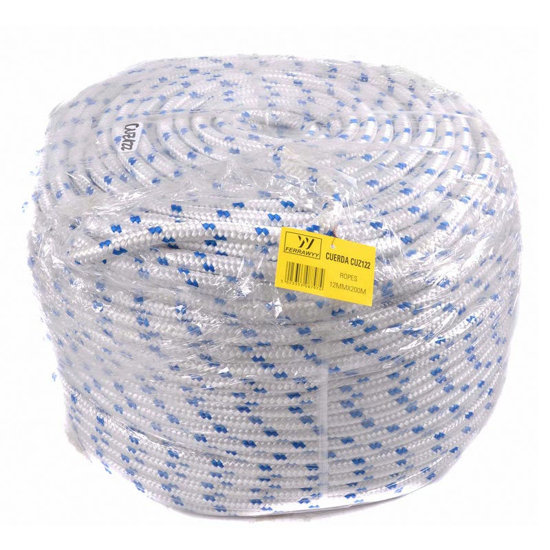 Cuerda trenzada 16 hilos blanco/azul 12MM X200M