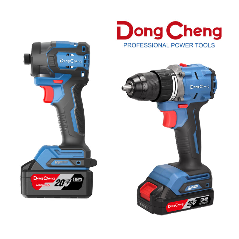 Kit taladro percutor 20V + atornillador de impacto 20V/ 4AHX2 (DCJZ2060I+DCPL208) Dongcheng
