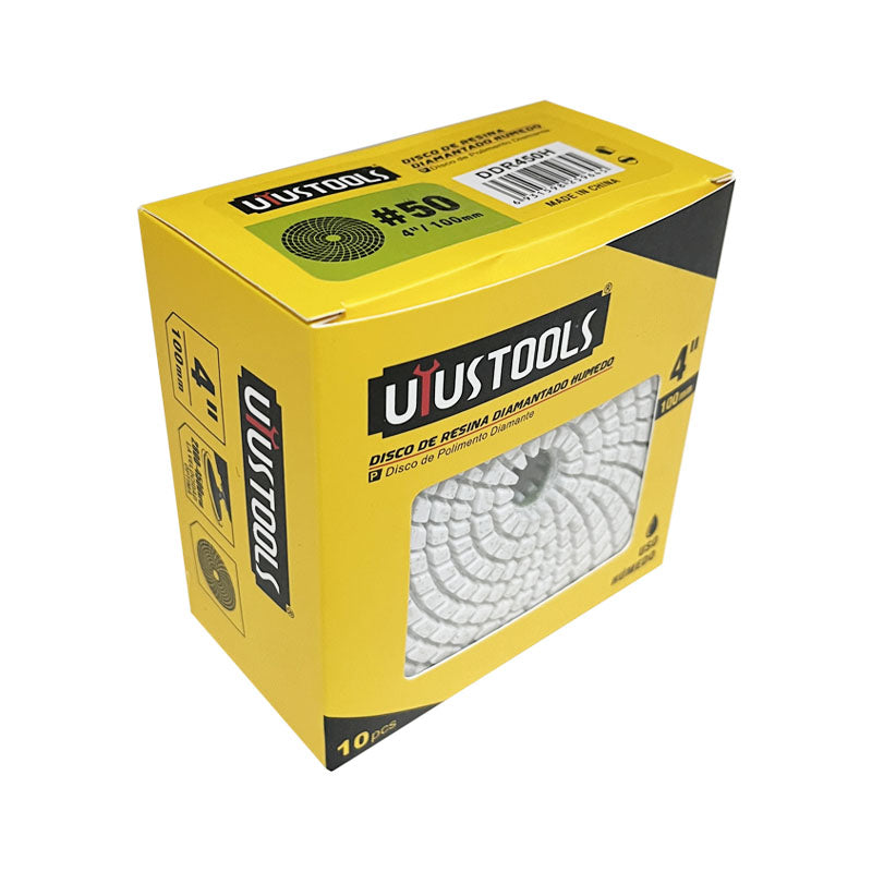 Set 10 un disco resina diamantado humedo 4" #50 UYU