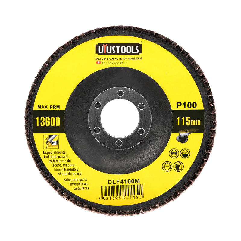 Disco flap 4 1/2" madera/metal GR100 Uyustools (pack 10 unidades)