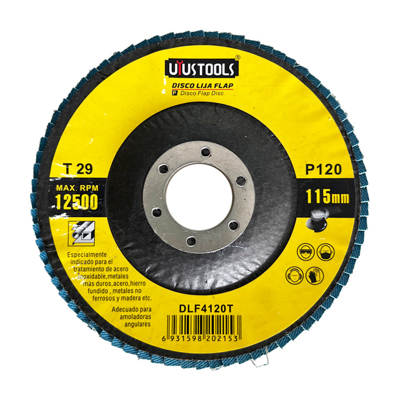 Disco flap 4 1/2" acero inox/metal GR120 Uyustools (pack 10 unidades)