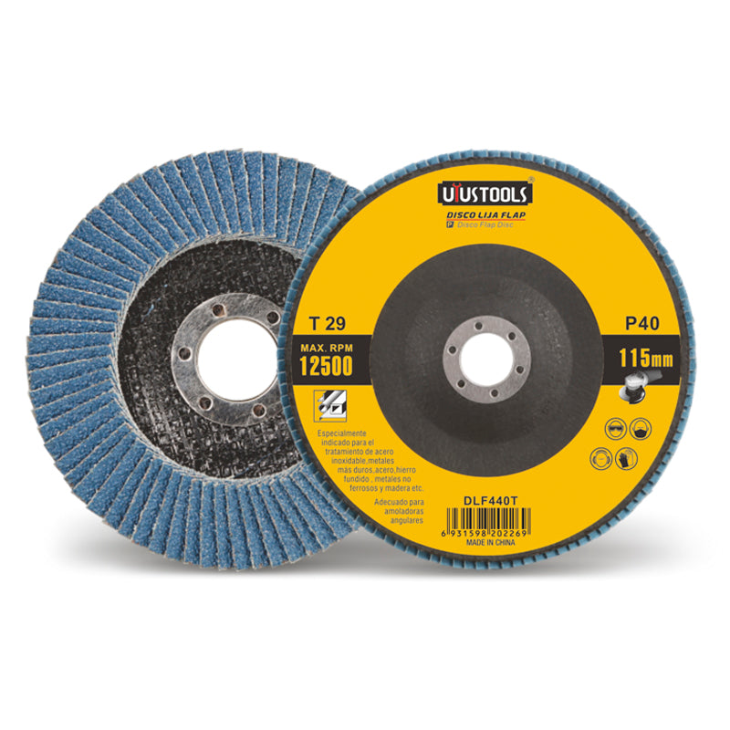 Disco flap 4 1/2" acero inox/metal GR40 Uyustools (pack 10 unidades)