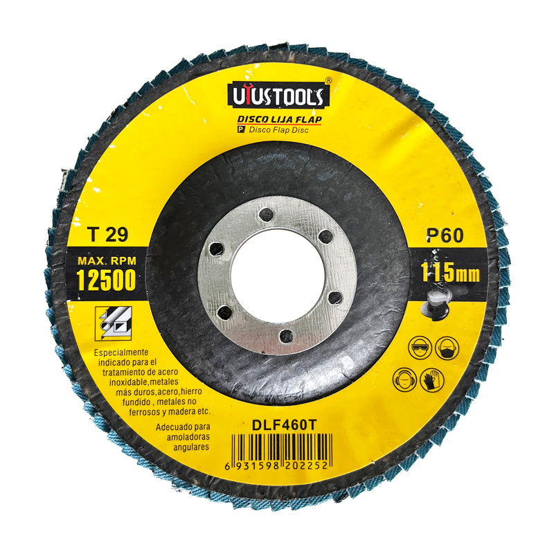 Disco flap 4 1/2" acero inox/metal GR60 Uyustools (pack 10 unidades)