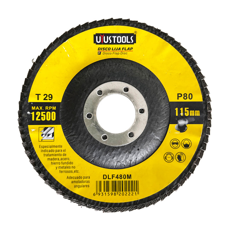 Disco flap 4 1/2" madera/metal GR80 Uyustools (pack 10 unidades)