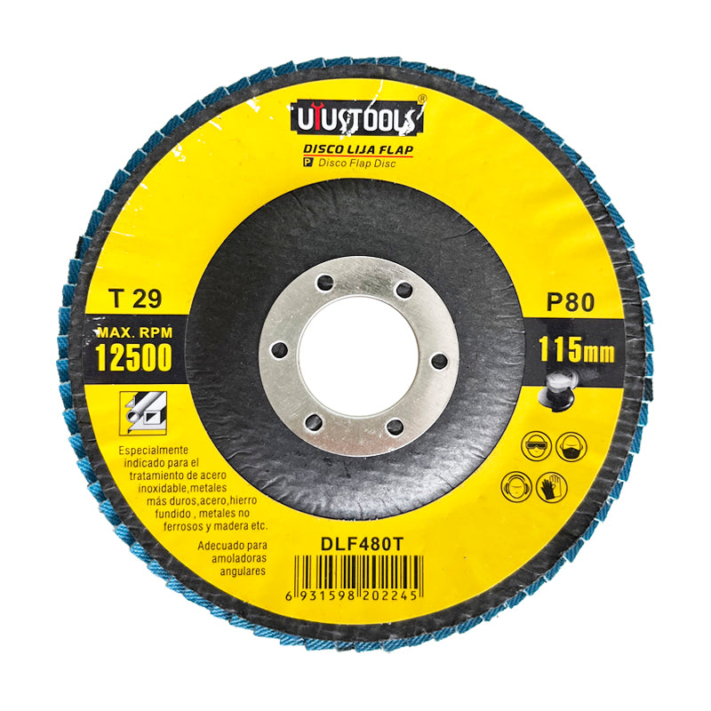 Disco flap 4 1/2" acero inox/metal GR80 Uyustools (pack 10 unidades)