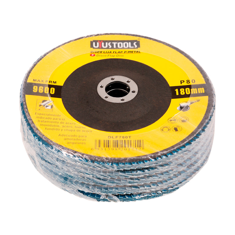 Disco flap 7" acero inox/metal GR80 Uyustools (pack 10 unidades)