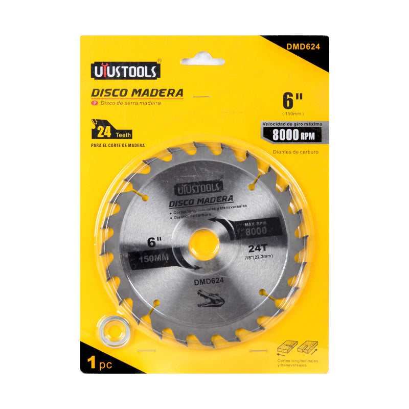 Disco sierra 6" x 24 dtes madera UYU (pack 5 unidades)